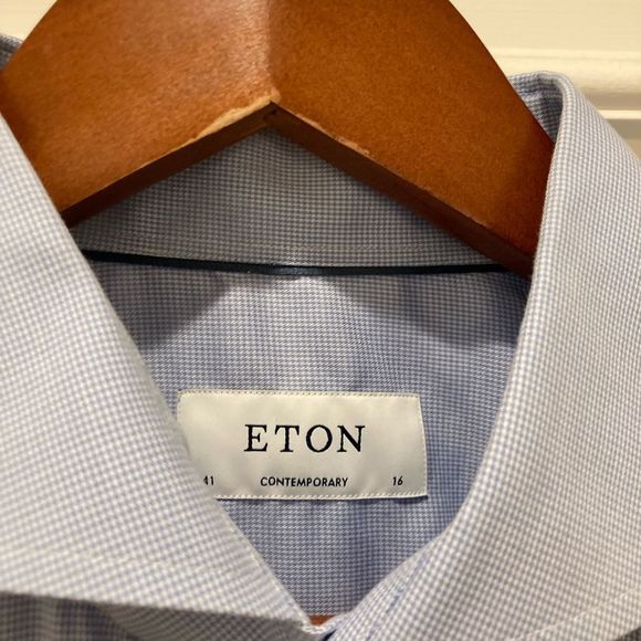 Men’s Eton Micro check dress shirt 16x41 - Picture 5 of 8
